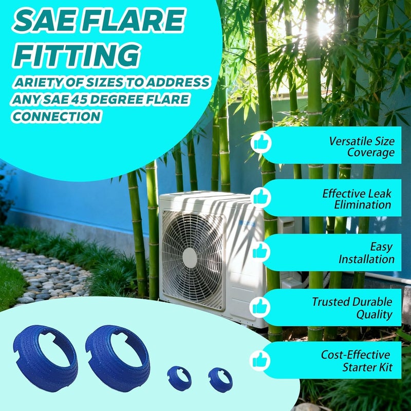 ZGTools 2 x 1/4" & 2 x 1/2" Leak-Free SAE Flare Fitting, HVAC Leak Free SAE Flare Connections Eliminates Refrigerant Leaks, Stop Leak Seal kit For Schrader Valve, Refrigeration, HVAC & Mini Split Kit - Image 4